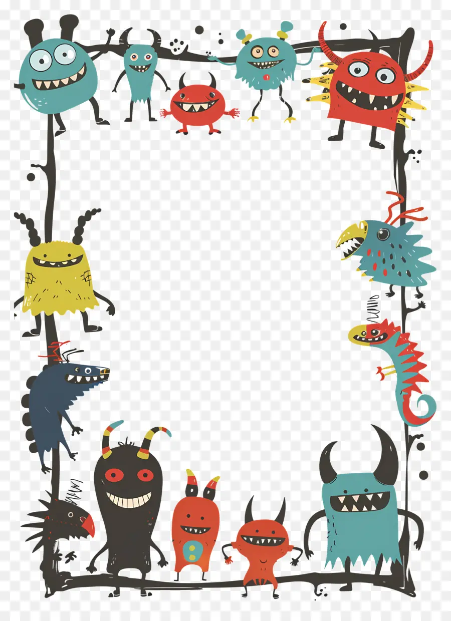 Cadre Pour Enfants，Cadre Monstre Doodle PNG