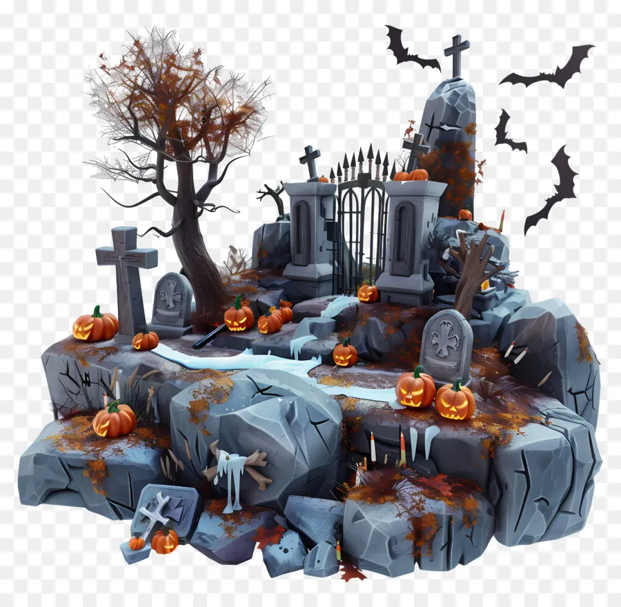 Cimetière D'halloween，Citrouilles PNG