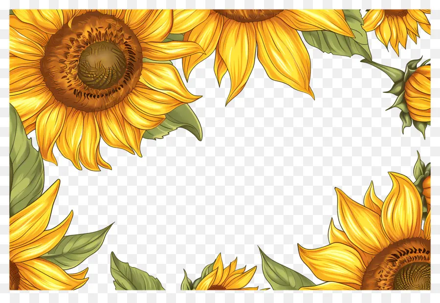 Cadre De Tournesols，Tournesols PNG