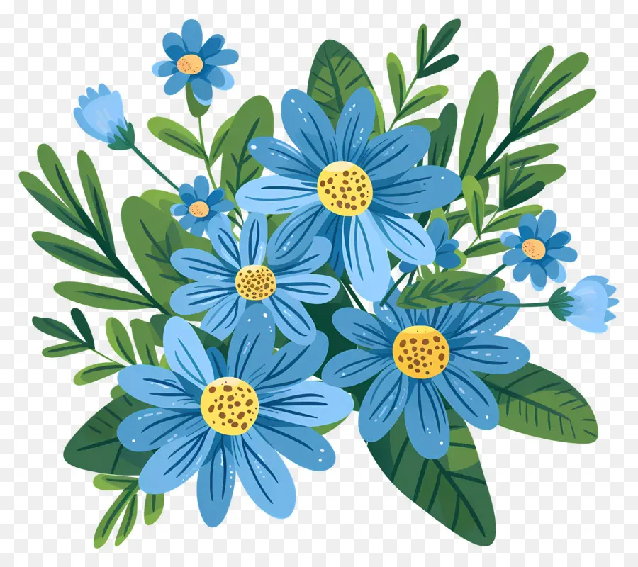 Fleurs De Marguerite，Bouquet De Fleurs Bleues PNG