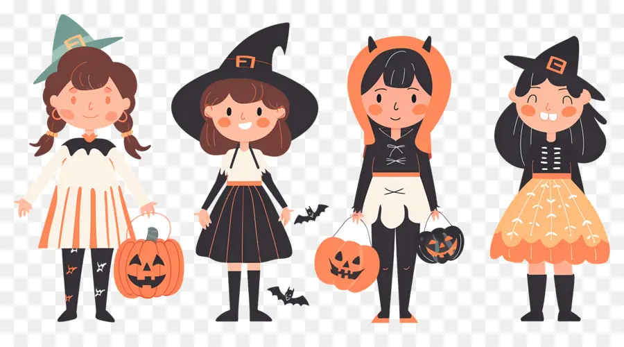 Enfants D'halloween，Enfants En Costumes D'halloween PNG