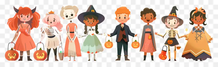 Enfants D'halloween，Enfants En Costumes D'halloween PNG