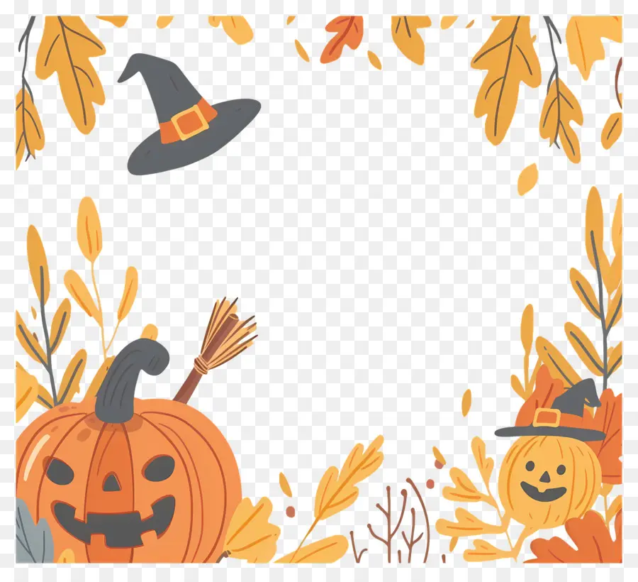 Cadre D'halloween，Citrouille PNG