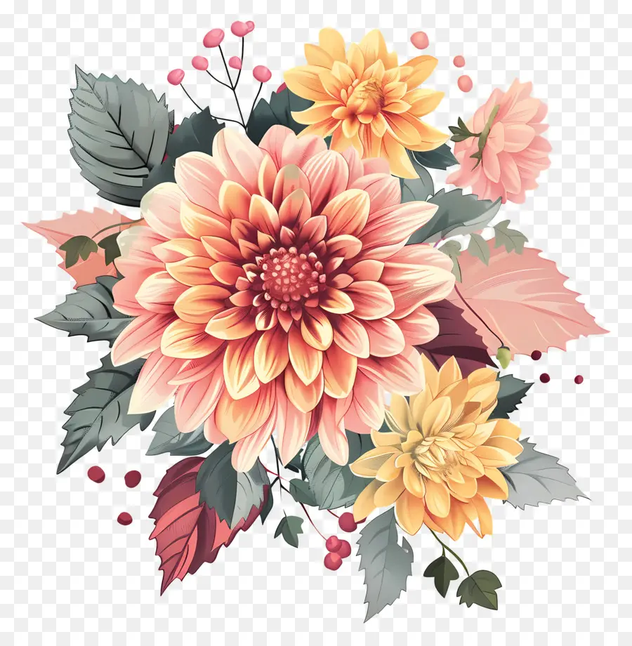 Fleur De Dahlia，Fleurs Roses PNG