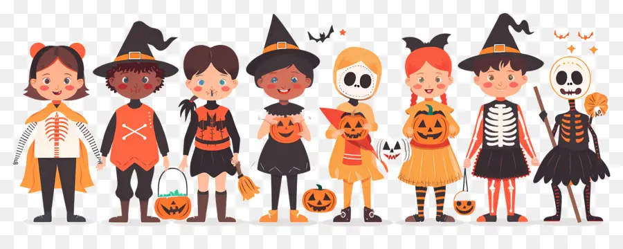 Enfants D'halloween，Enfants En Costumes D'halloween PNG