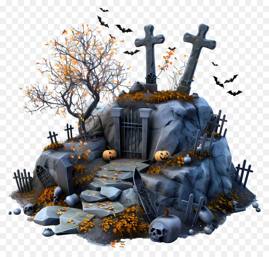 Cimetière D'halloween，Citrouilles PNG