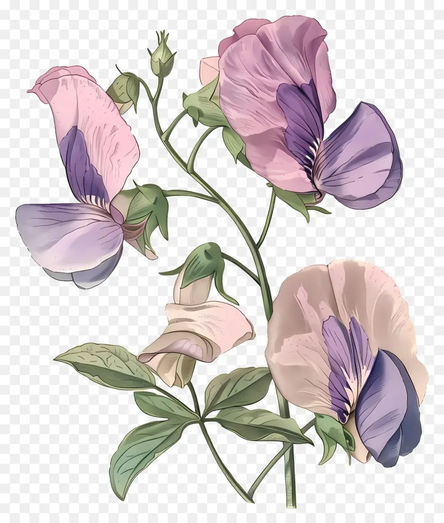 Fleurs Anciennes，Fleurs Roses Et Blanches PNG