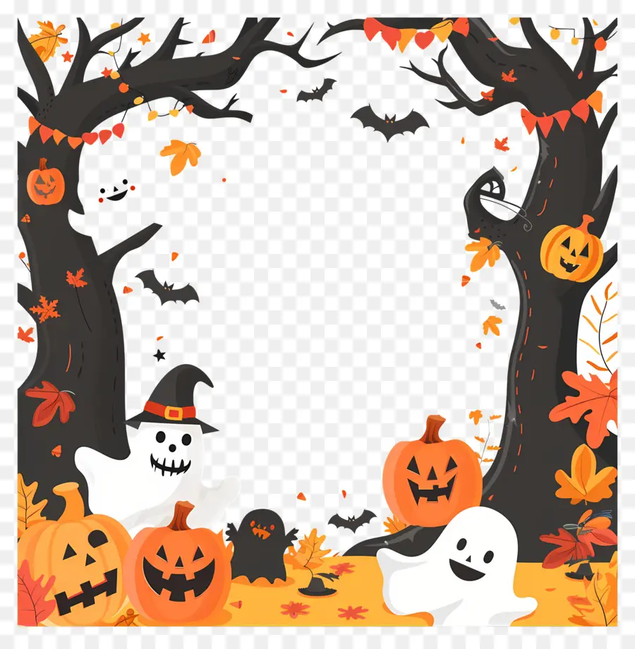 Cadre D'halloween，Citrouille PNG