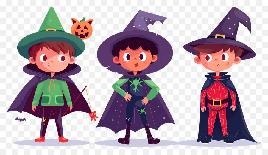 Enfants D'halloween，Enfants En Costumes D'halloween PNG