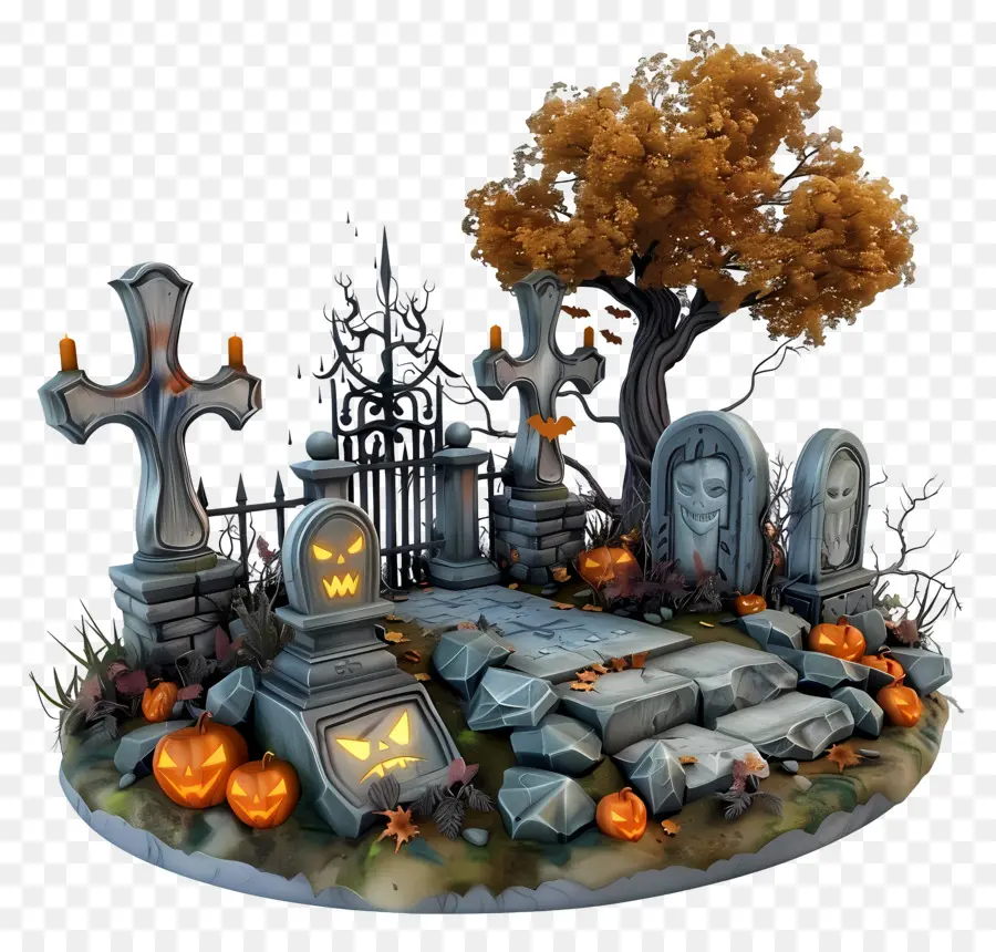 Cimetière D'halloween，Citrouilles PNG