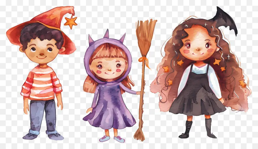 Enfants D'halloween，Enfants En Costumes D'halloween PNG