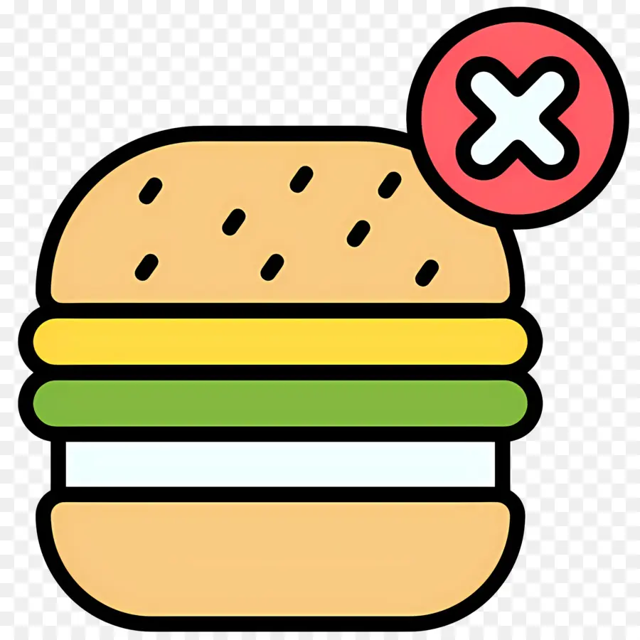 Pas De Nourriture，Burger Avec Croix PNG