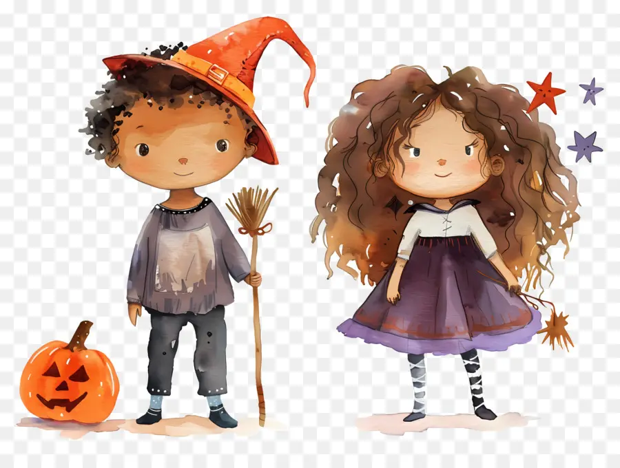 Enfants D'halloween，Enfants En Tenues D'halloween PNG