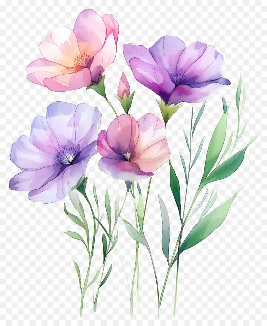 Fleurs Aquarelles，Fleurs Colorées PNG