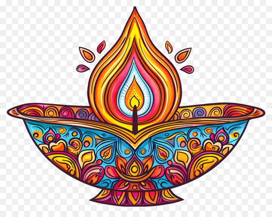 Diwali Diya，Lampe Colorée PNG