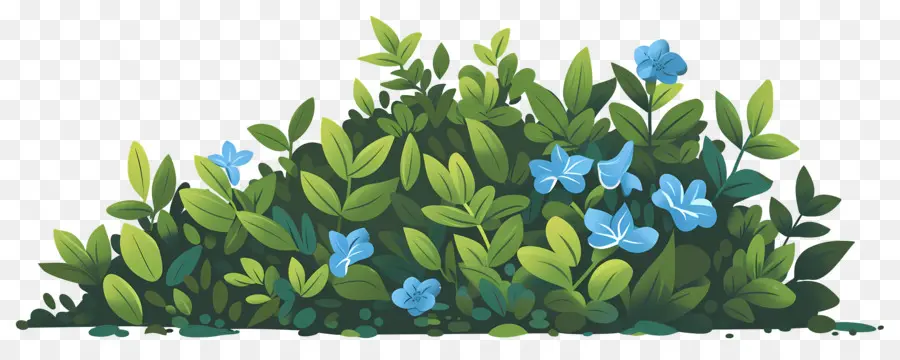 Buisson De Fleurs，Plantes Vertes à Fleurs Bleues PNG