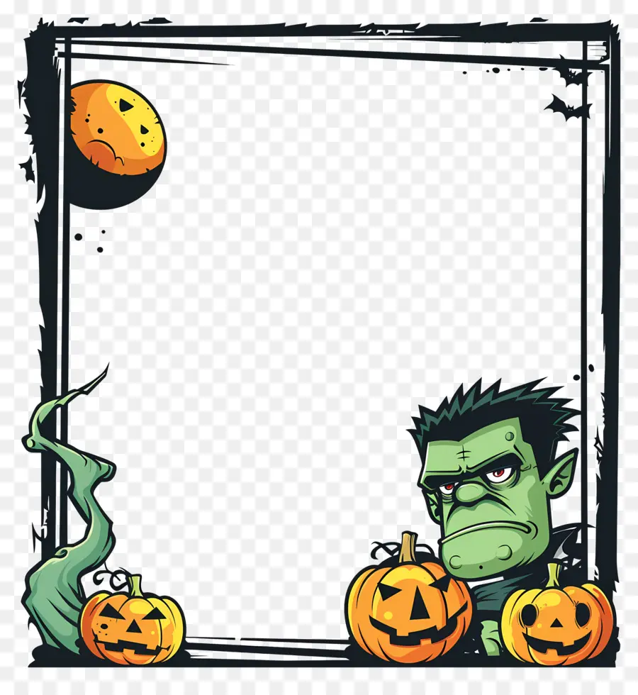 Cadre D'halloween，Monstre Vert PNG