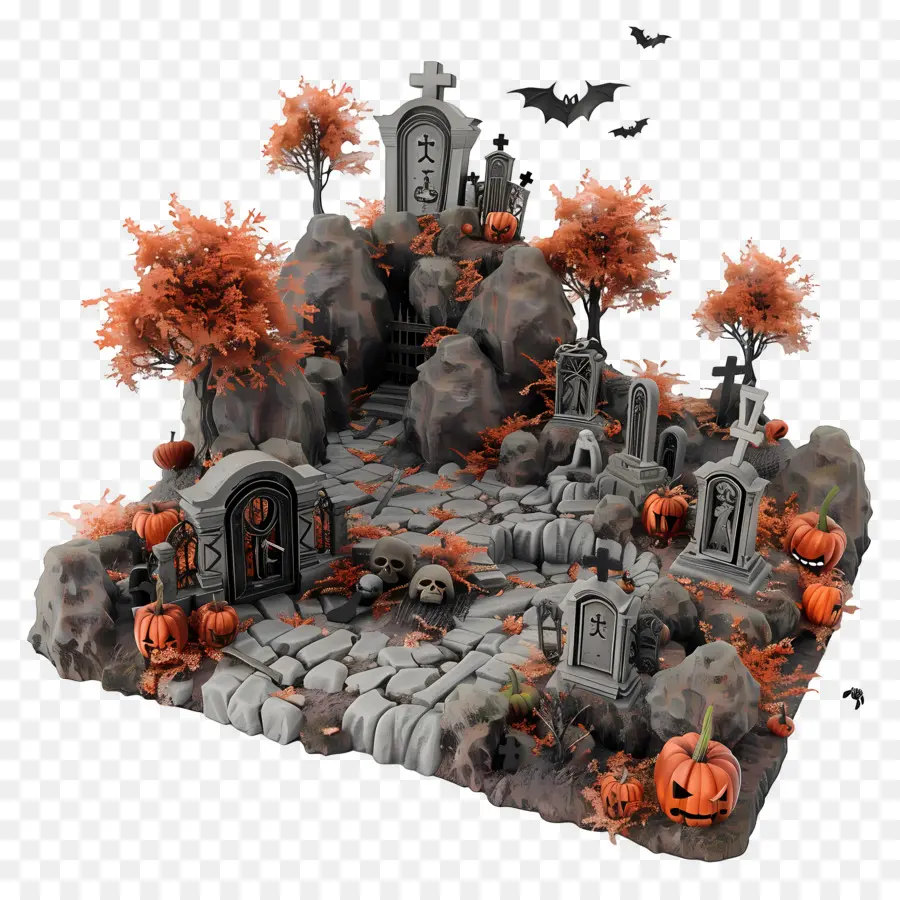 Cimetière D'halloween，Citrouilles PNG