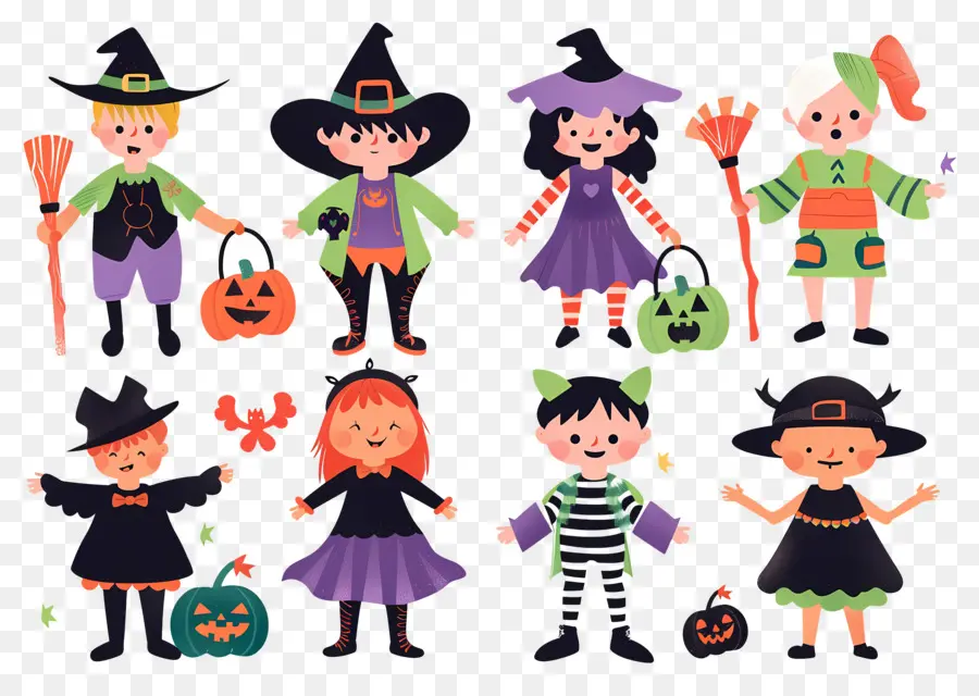 Enfants D'halloween，Enfants En Costumes D'halloween PNG