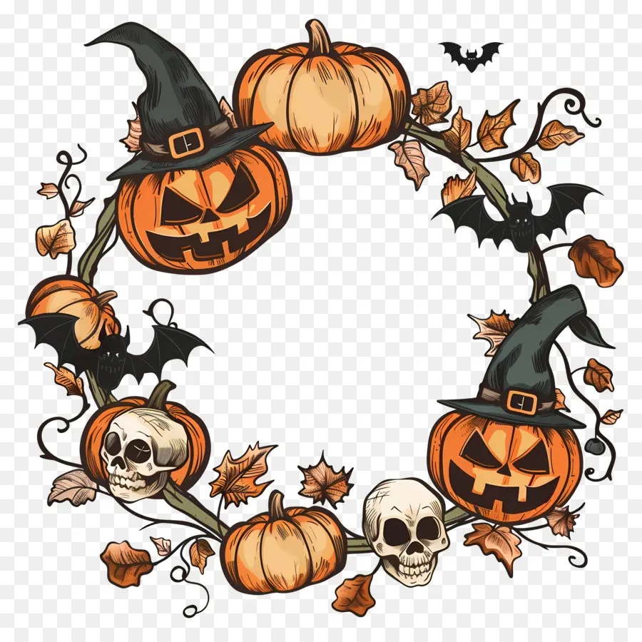 Cadre D'halloween，Citrouille PNG