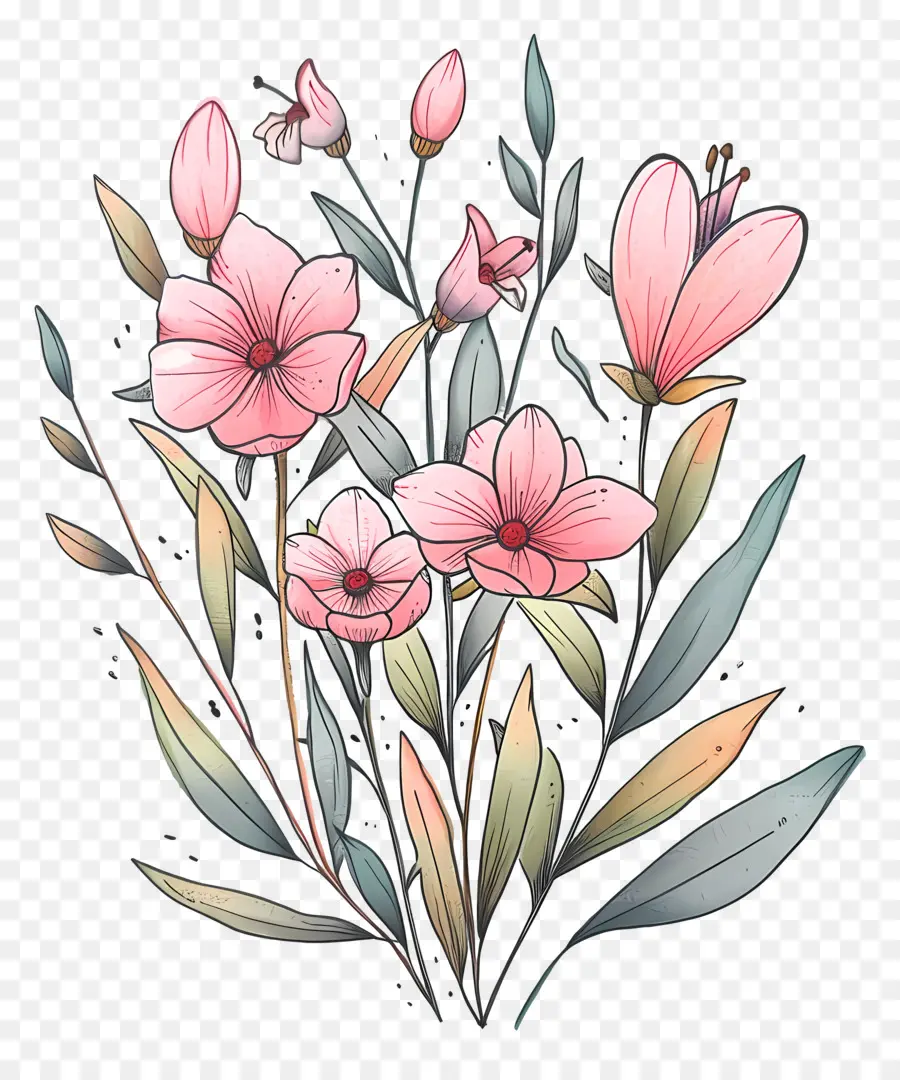 Fond Rose，Fleurs Roses PNG