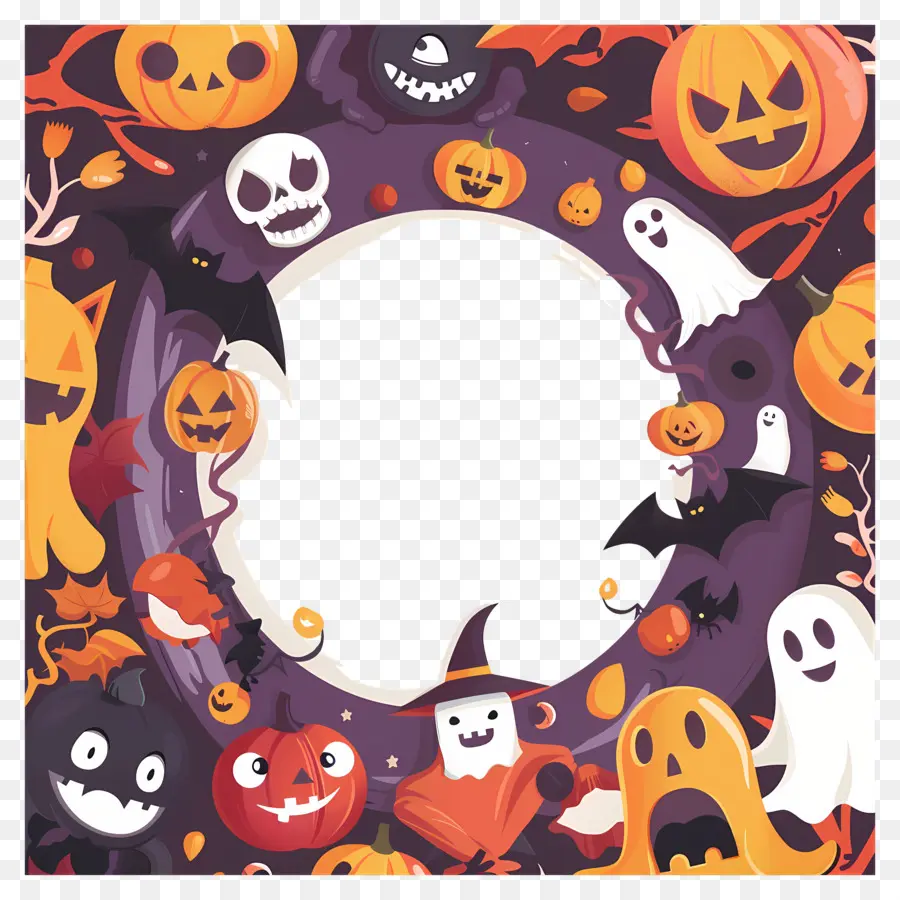 Cadre D'halloween，Citrouille PNG