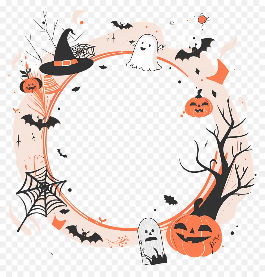 Cadre D'halloween，Couronne D'halloween PNG