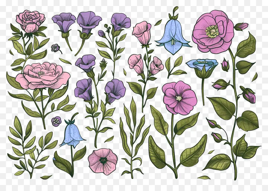 Fleurs Lumineuses，Illustration Botanique PNG