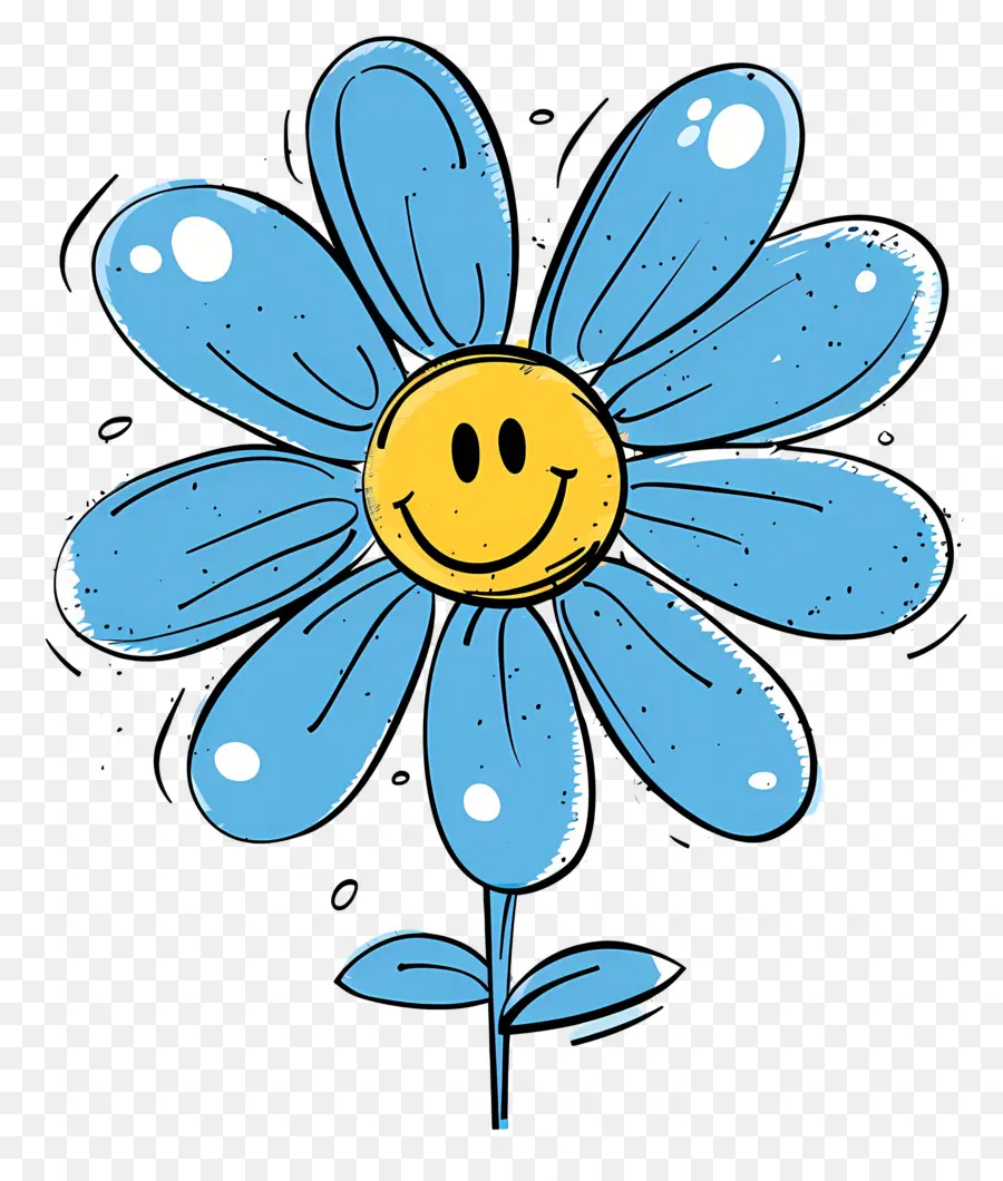 Fleur Emoji，Fleur Bleue Souriante PNG