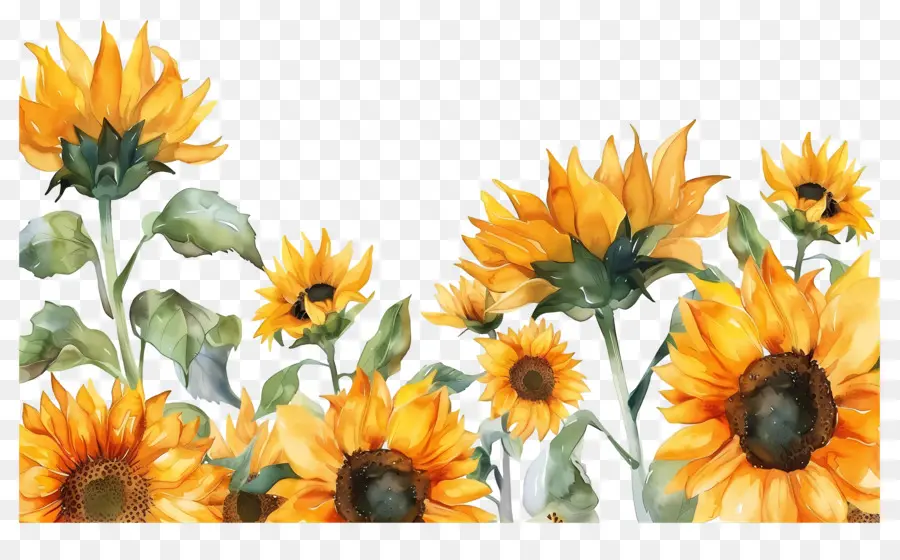 Bordure De Tournesols，Tournesols D'affilée PNG