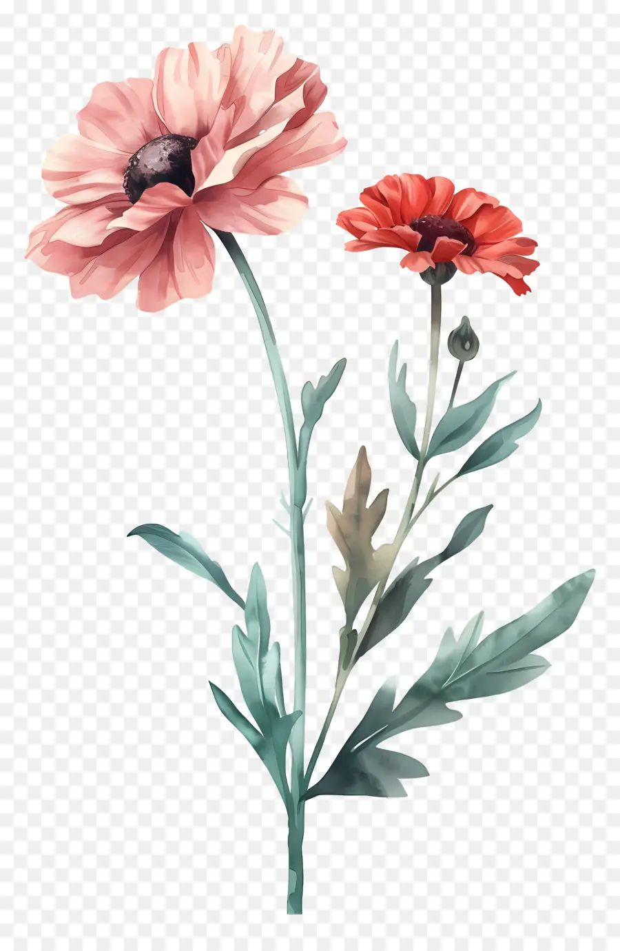 Fleurs Anciennes，Fleurs Rouges PNG