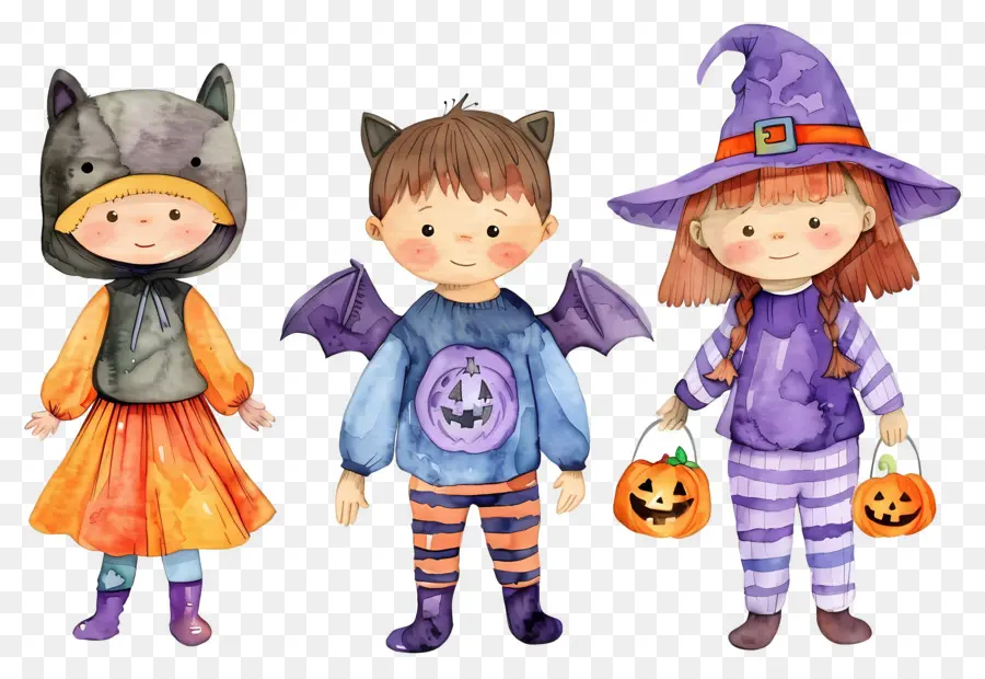 Enfants D'halloween，Enfants En Costumes D'halloween PNG