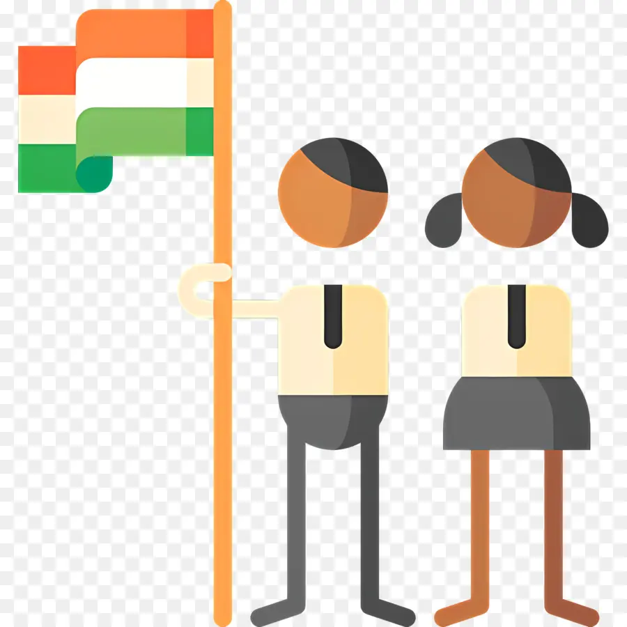 Drapeau De L'inde，Enfants Avec Drapeau PNG