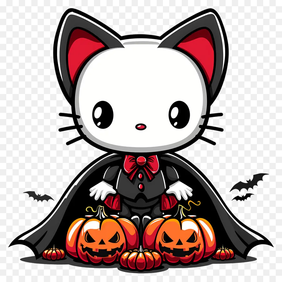 Bonjour Kitty Halloween，Chat Avec Des Ailes PNG