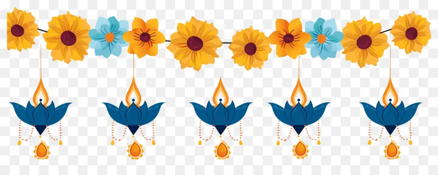 Guirlande De Soucis De Diwali，Guirlande Florale PNG