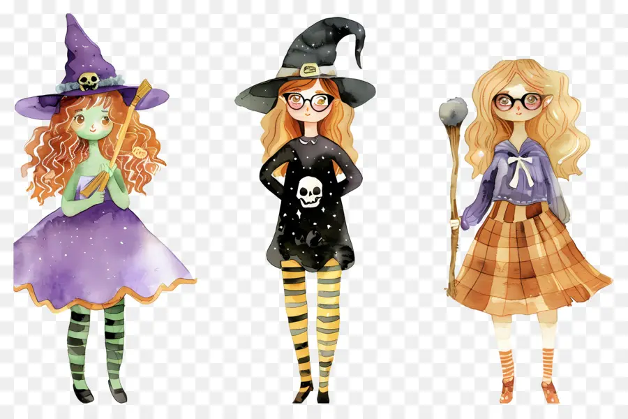 Enfants D'halloween，Sorcières élégantes PNG