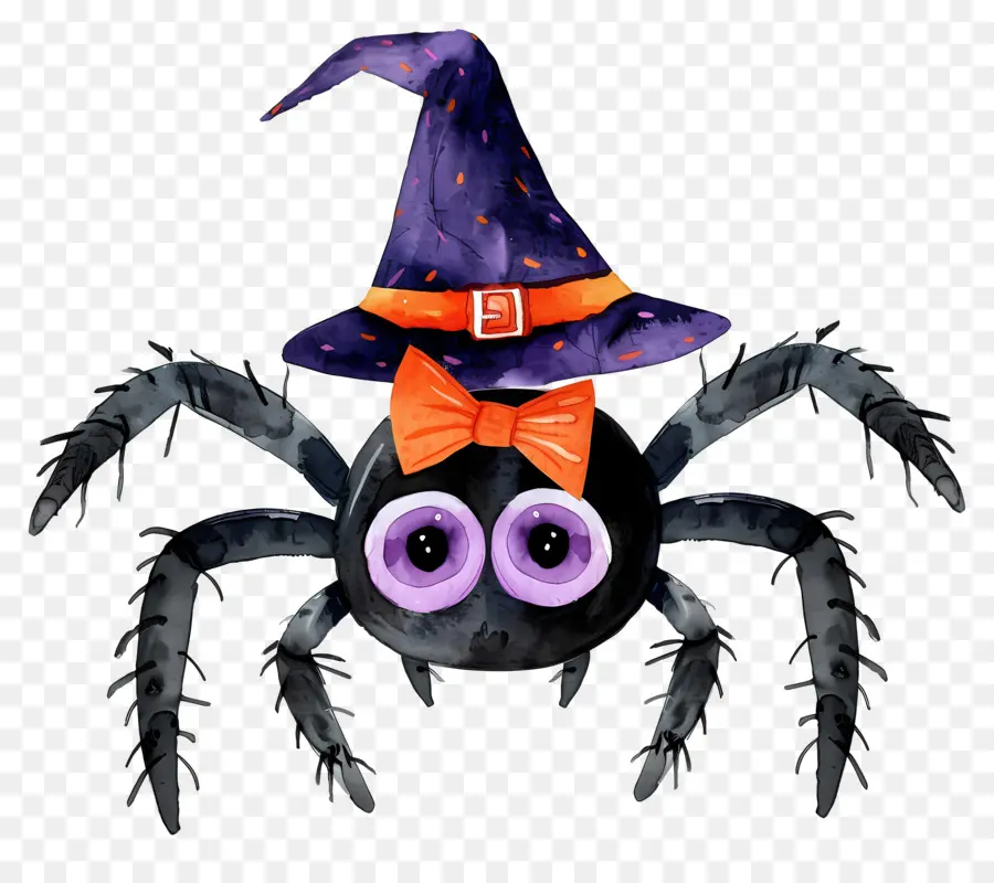 Araignée D'halloween，Araignée Avec Chapeau De Sorcière PNG