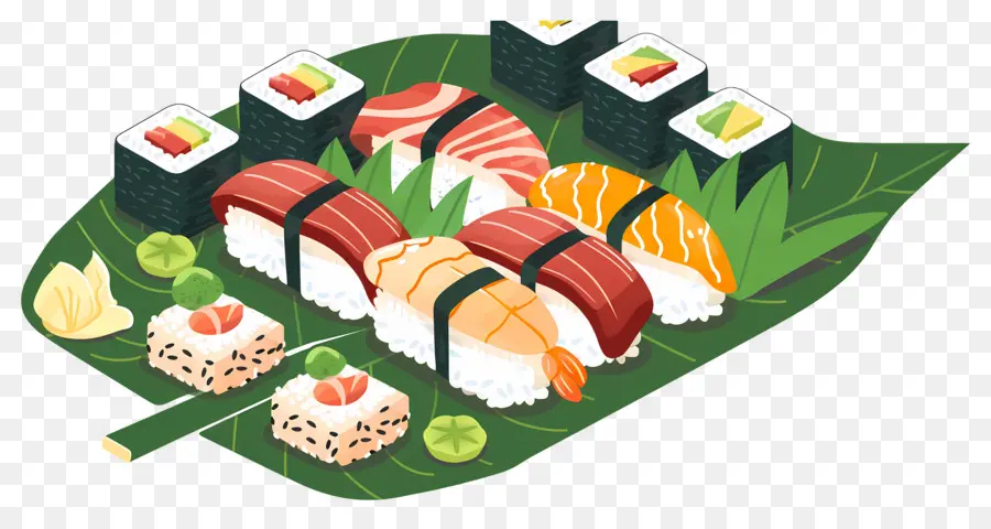 Sushi Sur Feuille，Sushis PNG