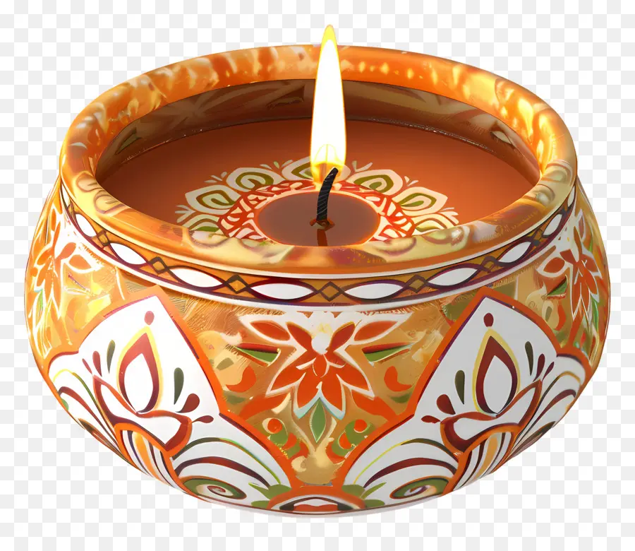 Bougie De Diwali，Bougie Florale PNG