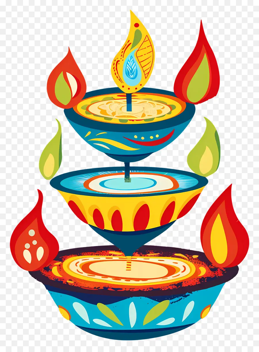 Bougie De Diwali，Diya Colorée PNG