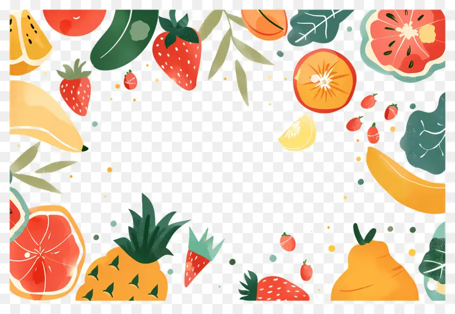 Contexte Alimentaire，Bordure De Fruits PNG