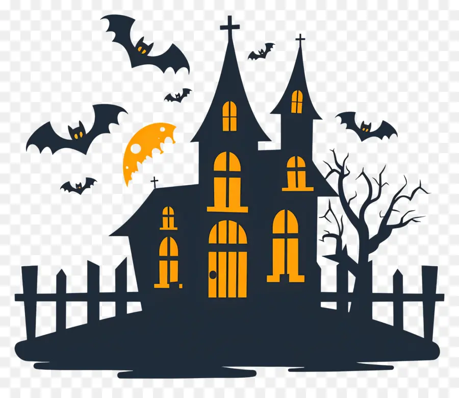 Ville D'halloween，Maison De Silhouettes PNG