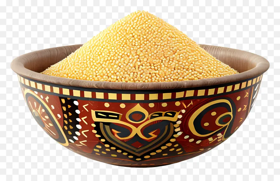 Cuisine Africaine，Millet Dans Un Bol Décoratif PNG