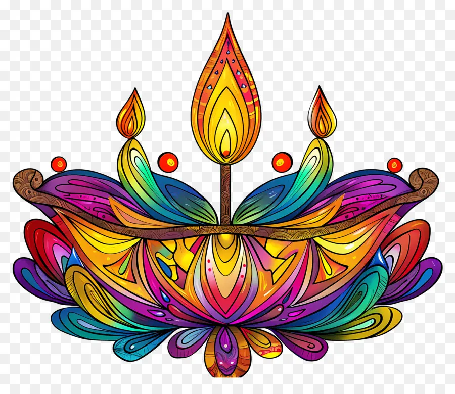 Diwali Diya，Diya Colorée PNG