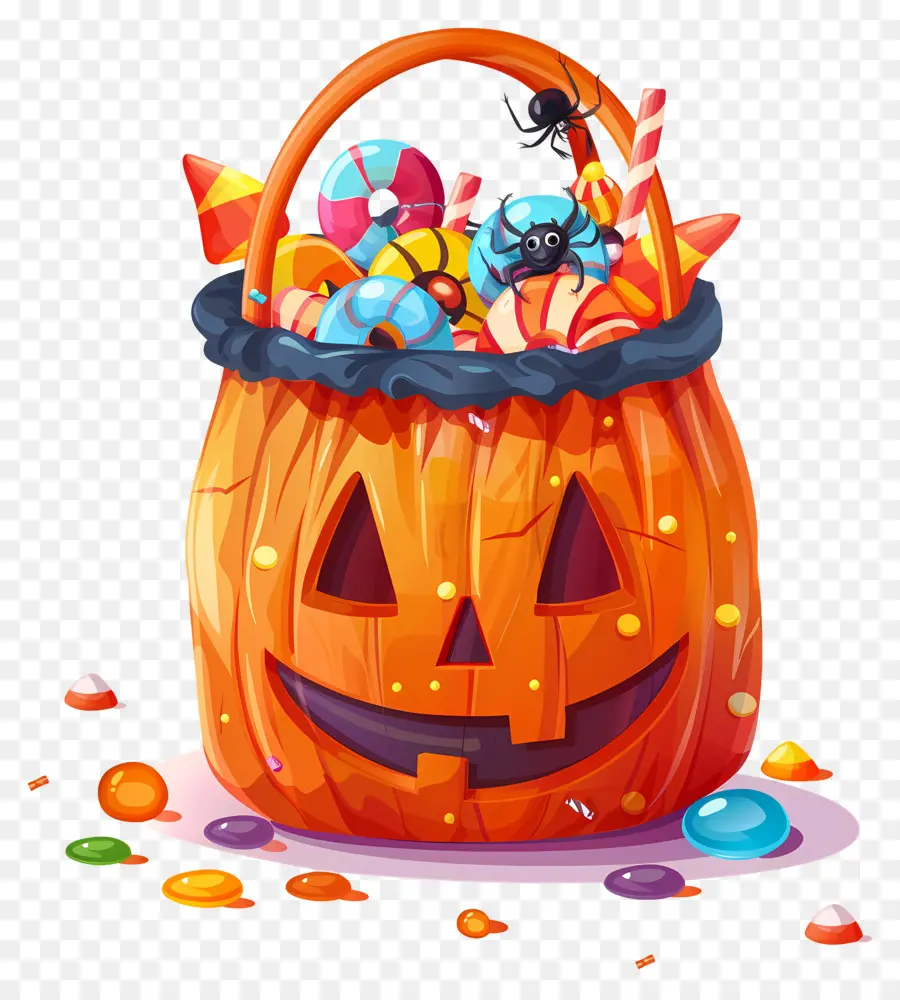 Panier D'halloween，Bonbons D'halloween PNG