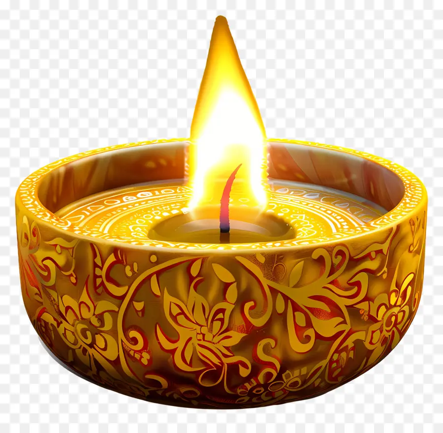 Bougie De Diwali，Lampe à Huile Allumée PNG