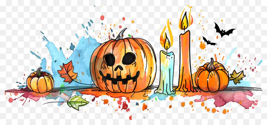 Décor D'halloween，Citrouille Et Crânes PNG