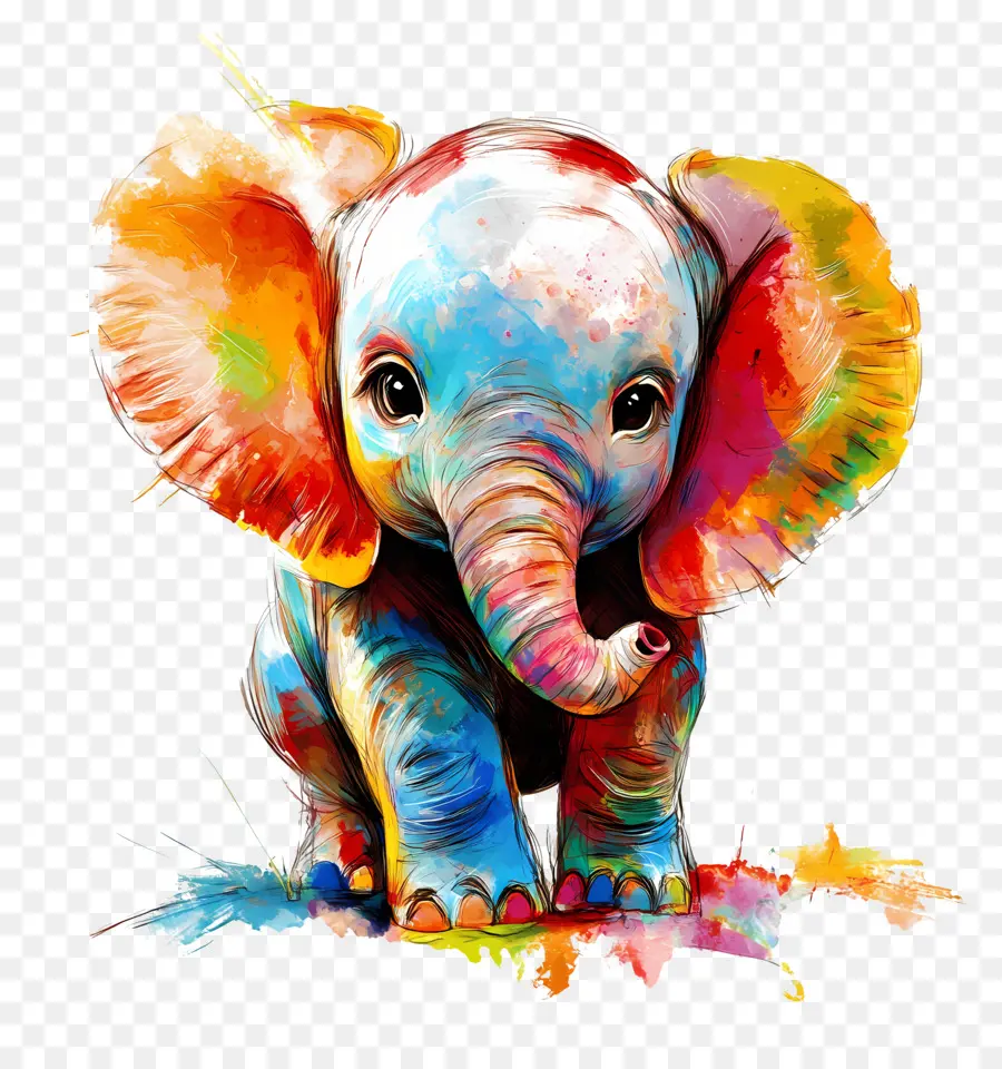 Bébé éléphant，Éléphant Coloré PNG