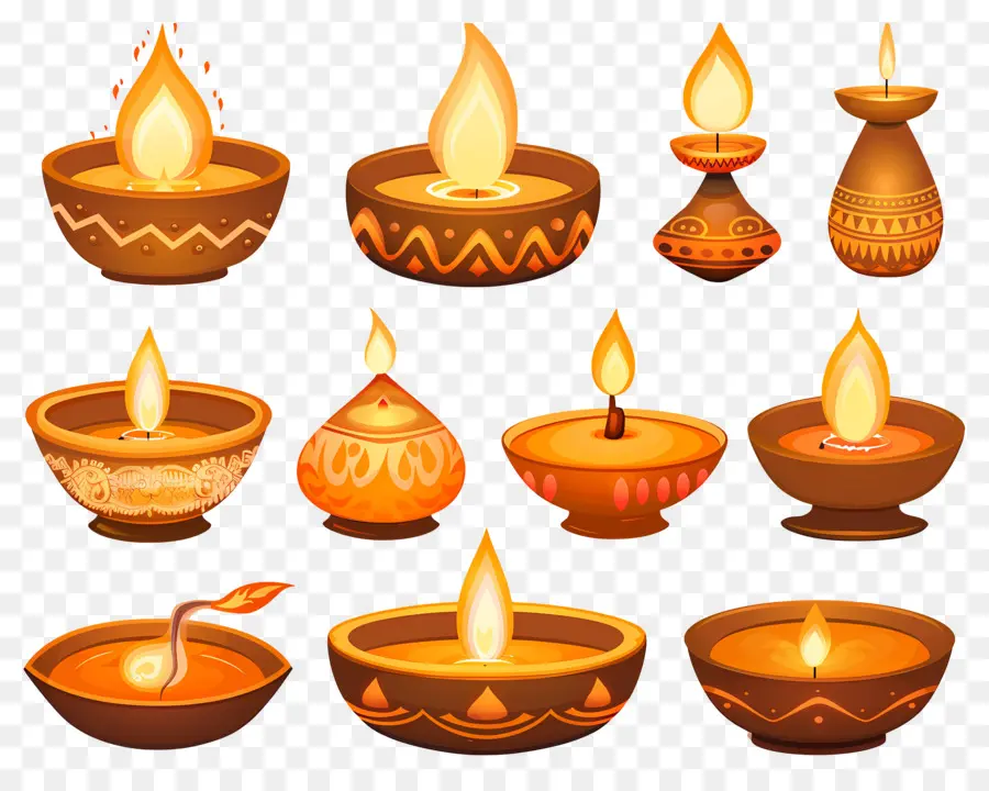 Bougie De Diwali，Diyas Colorées PNG