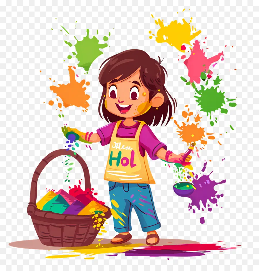 Fond De Holi，Fille Avec Des Couleurs PNG